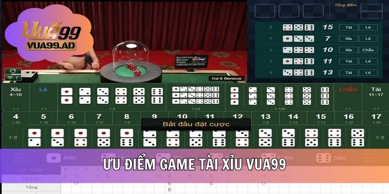 Ưu điểm trải nghiệm game Tài Xỉu tại VUA99